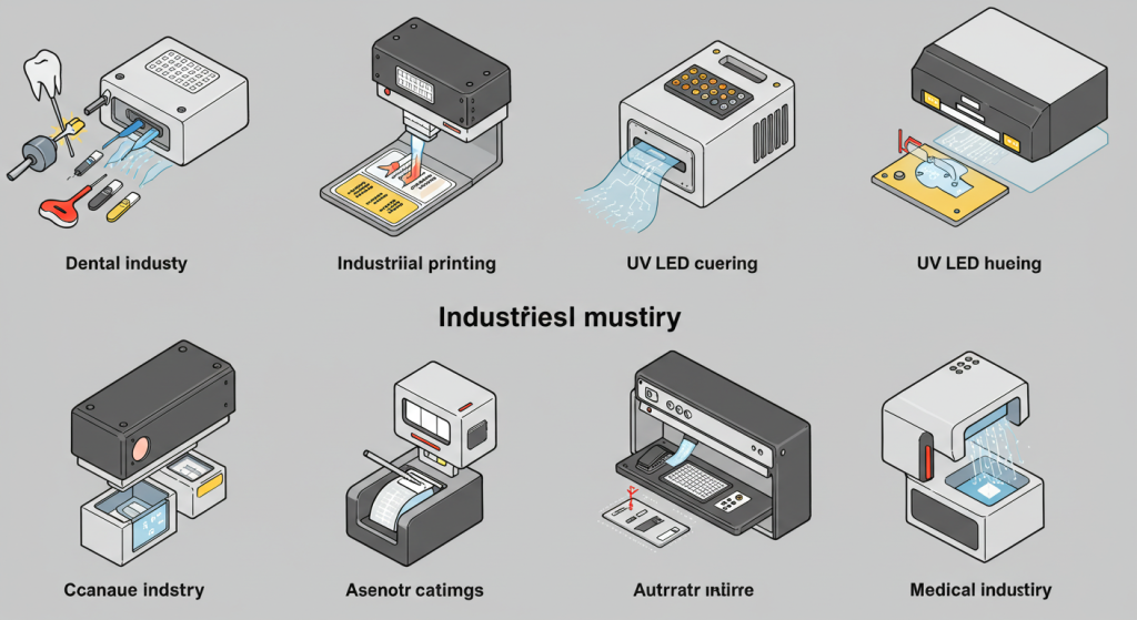 What industries use UV LED curing