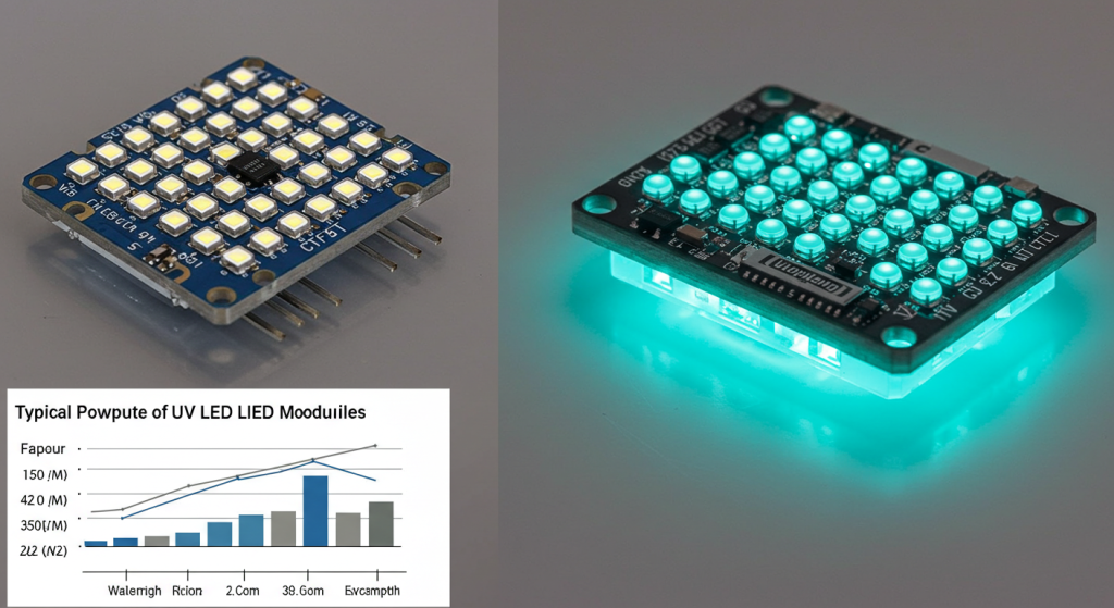 what is the typical power output of a UV LED modules

