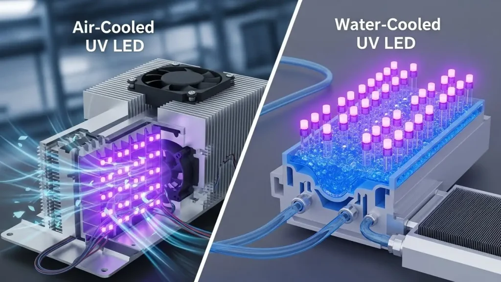 Air-cooled vs water-cooled UV LED