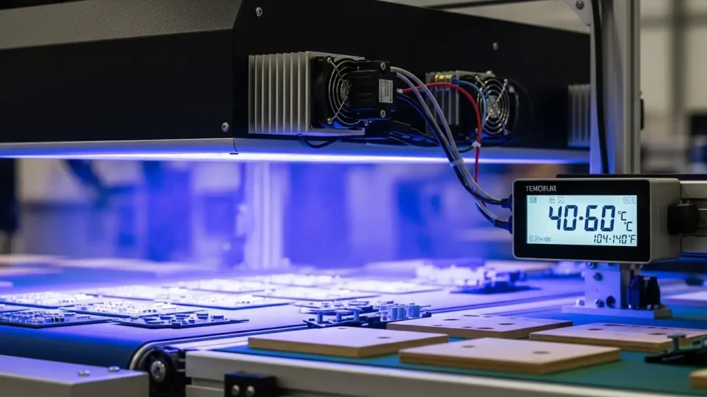 UV LED curing temperature